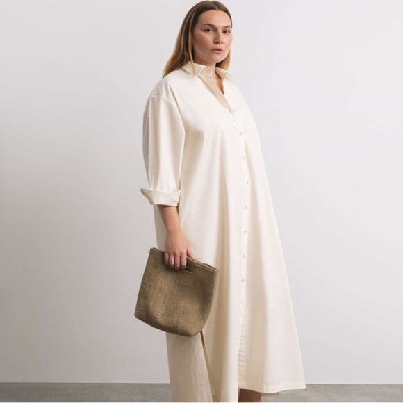 Ozma Dress White Button Down Organic Cotton Helena Long Sleeve Shirt Dress XS/S - Picture 1 of 9